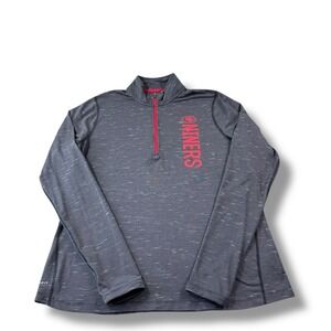 Nike Dri-Fit NFL San Francisco 49ers Gray/Red Spellout Logo 1/4 Zip Jacket XL